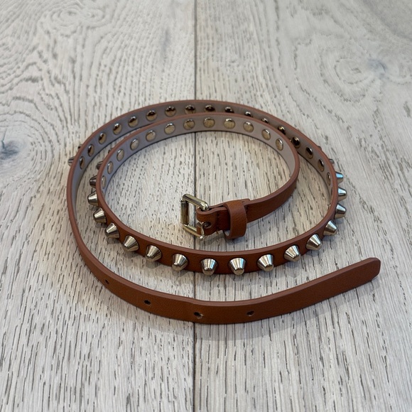 Express Thin Gold & Brown Studded Belt - Picture 3 of 5